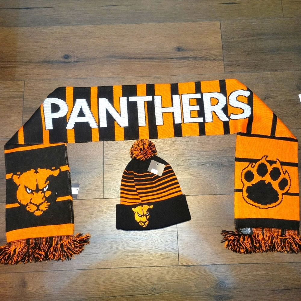 NWT‎ Greenville Panthers Kids Scarf and Beanie Set - Orange and Black